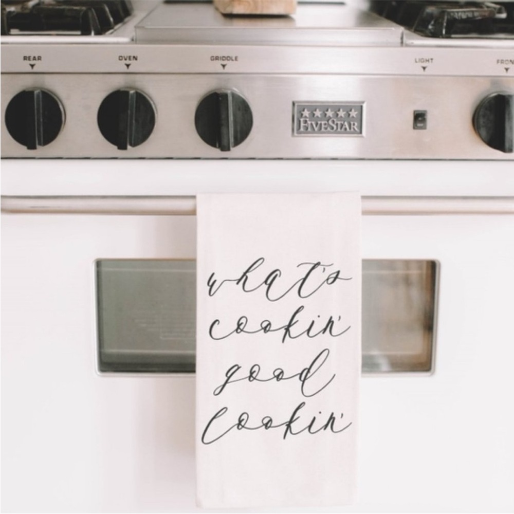 What’s Cookin’ Good Lookin’ kitchen dish towel